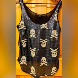 Women’s “Wet Seal” Sequined Skull & Crossbones Tank Top